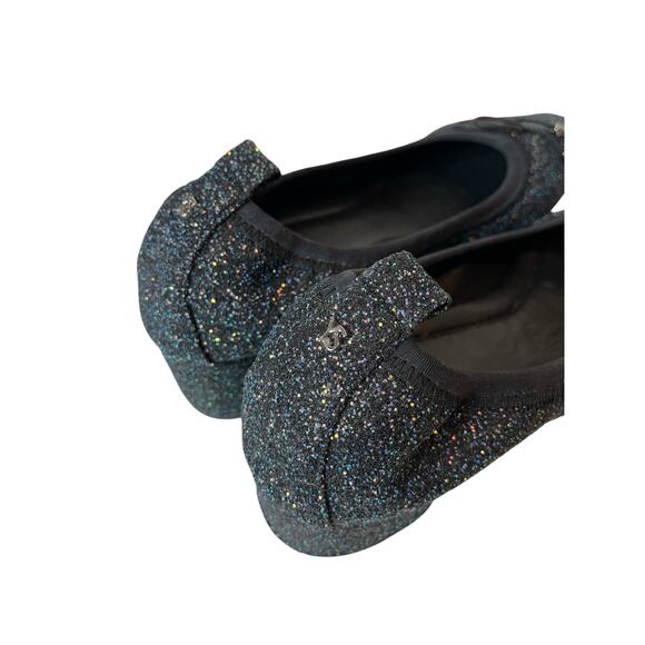 Yosi Samra Glitter Block Heel Metallic Shoes Size 10 Black - Picture 5 of 10